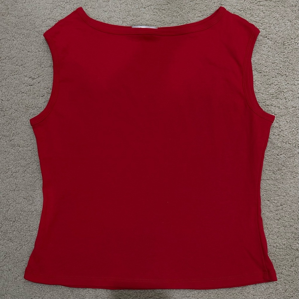 Women's Red Wide Neck Tank Top